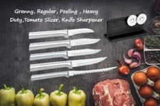 Rada 6 Pc Set Granny, Regular, Peeling,Heavy Duty,Tomato Slicer, Knife Sharpener