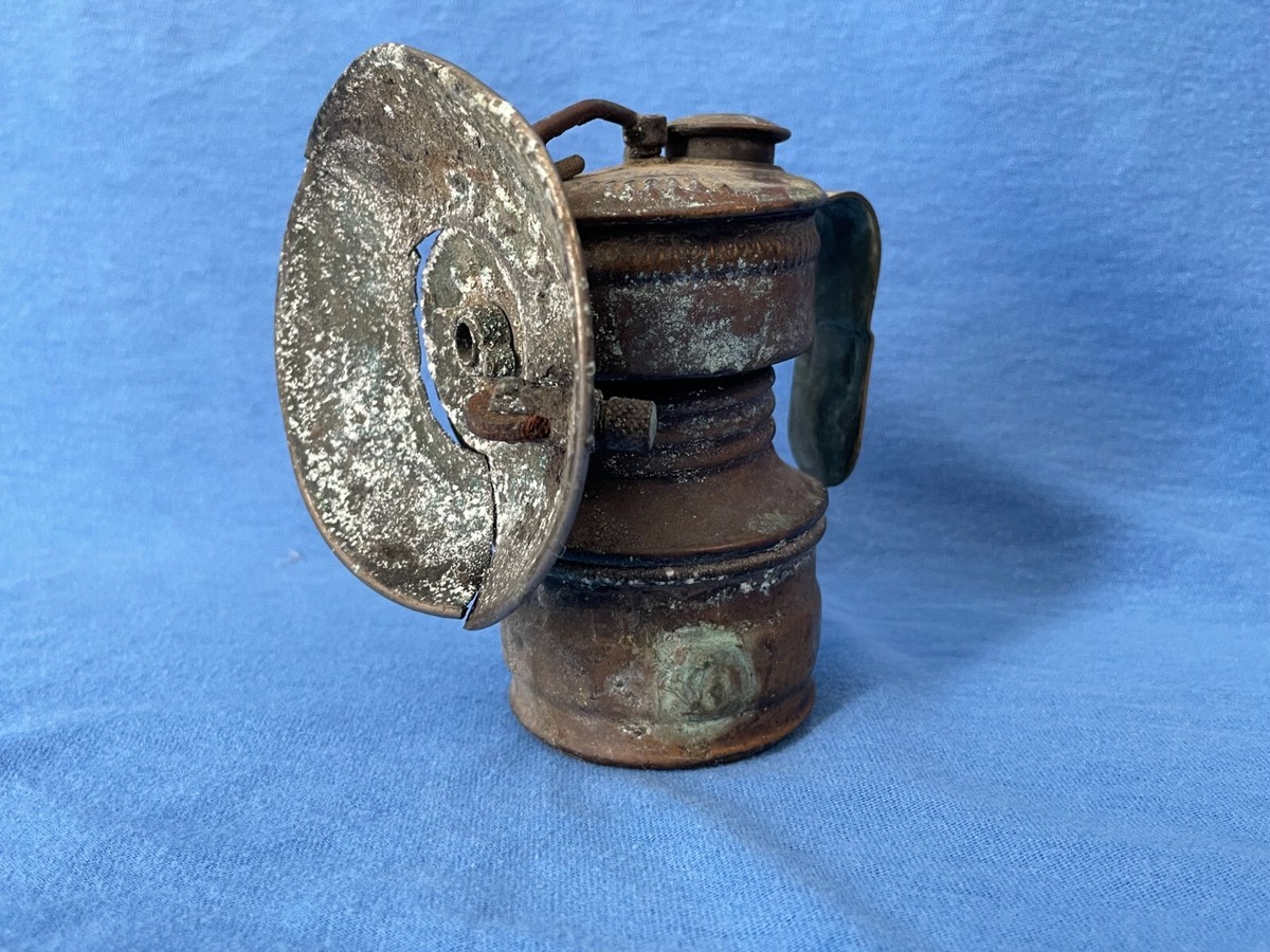 Antique Brass Miners Helmet Headlamp Carbide by Universal Lamp Co