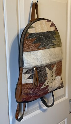 NWT- Myra Bag Hair-On
Cowhide 100% Leather BoHo Star Canvas Backpack Myra Bag Hair On Cowhide Leather Western Southwest Boho Star  main image 2