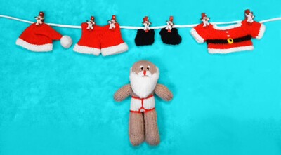 STRICKANLEITUNG - Weihnachten Weihnachtsmann Puppe mit abnehmbarer Kleidung Spielzeug Wäscheleine