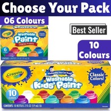 Washable Paint for Kids Toddler Baby Craft Non Toxic, Pack of 10, 6 Paint Brush