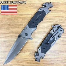9" Military Rescue Tactical Spring Assisted Folding Pocket Knife Open Blade EDC