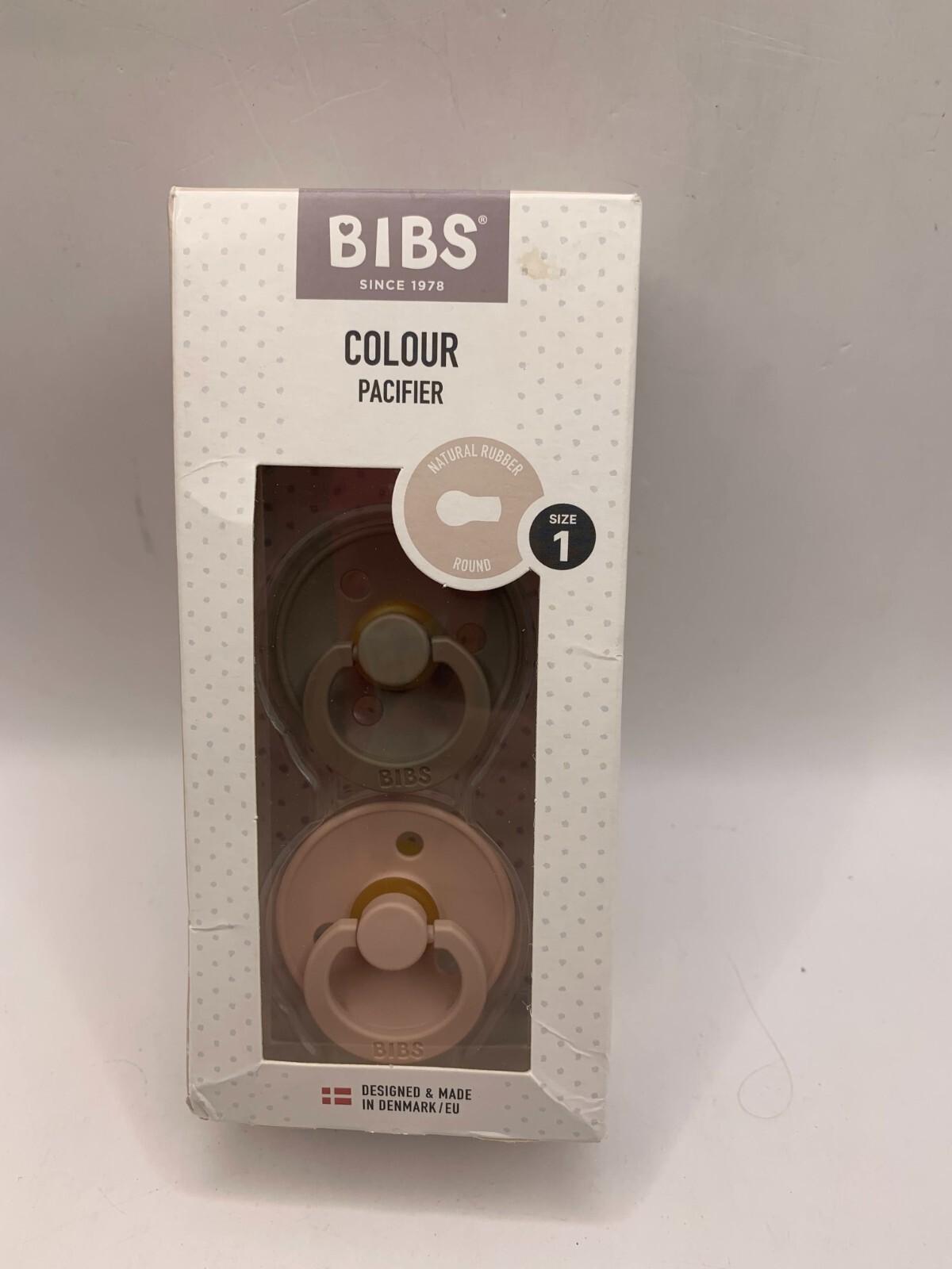 BIBS Colour Pacifier Set of 2 Natural Rubber Round Size 1 Latex Pink