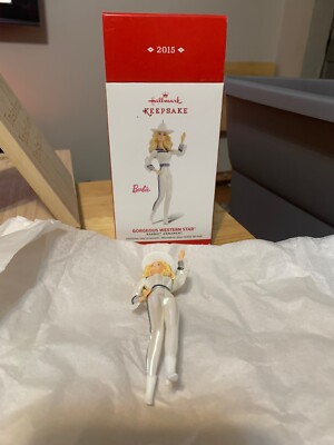 Hallmark Keepsake 2015 Barbie Gorgeous Western Star Christmas Ornament In Box
