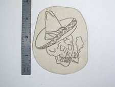 vtg 1960s 1970s Tattoo acetate stencil Smoking Sombrero Skull SK4