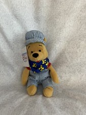 NEW DISNEY CHOO CHOO WINNIE THE POOH TRAIN CONDUCTOR BEANIE PLUSH BEAN BAG