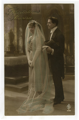 1910's Pretty Young Lady LOVELY BRIDE Weddding Beauty marriage photo postcard