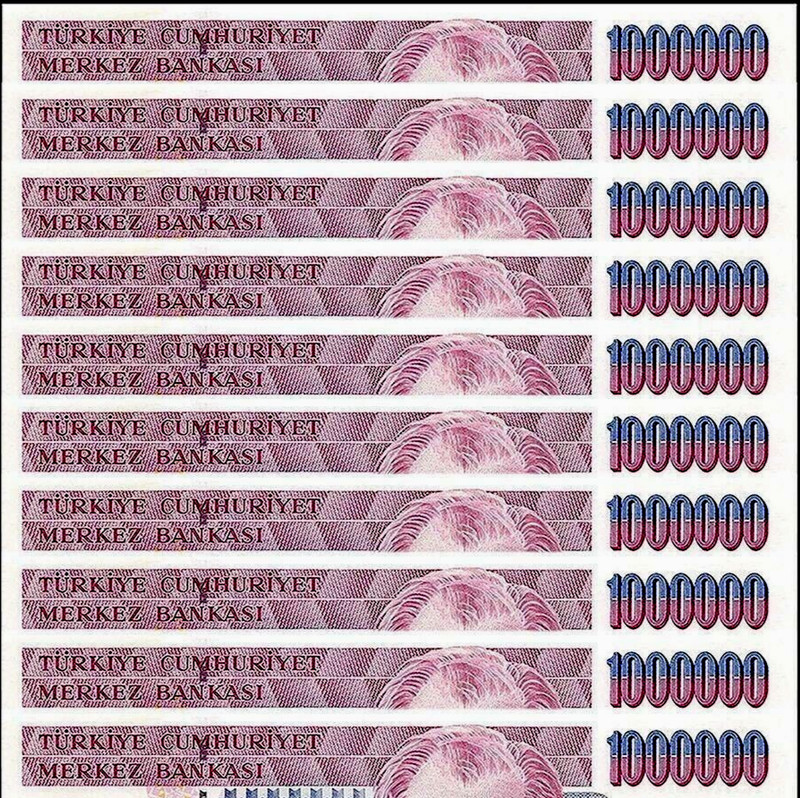 10,000,000 Turkey 10 Million LIRA P-213 1970(2002) Turkish 1000000 x 10 NOTE Cir