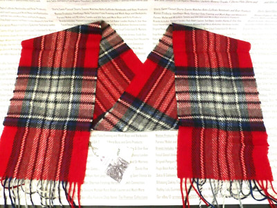 BARBOUR Collaborated langer Wollschal Herren rot kariert 9,5x68in Fransenschals NEU