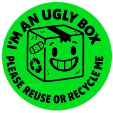 Ugly Box Reuse or Recycle Stickers | Eco-Friendly Shipping Packaging Label