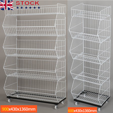 60/90CM Professional Stackable Wire Storage Bin Rack Veg Fruit Basket 5 Tier