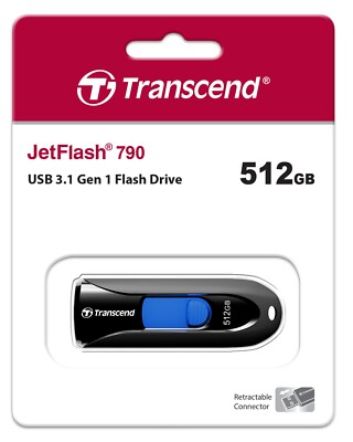 Transcend JetFlash 790 512 GB USB 3.1 Stick 790K TS512GJF790K 512GB schwarz OVP