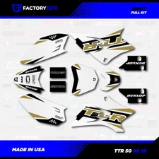 White & Gold Shift Racing Graphics Kit fits 06-25 YAMAHA TTR50 TTR 50 decal
