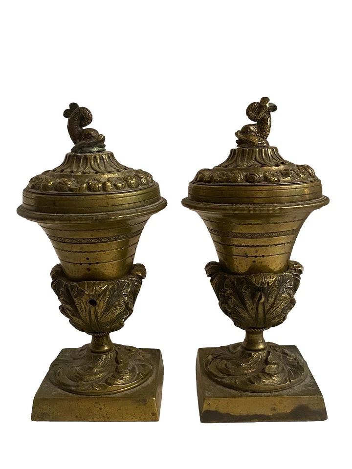 Pair Antique 19th Century Georgian Bronze Urn Form Pastille or Incense Burners - Image 4 of 4