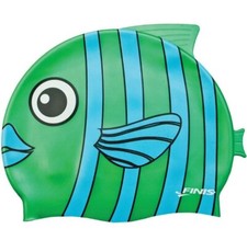 FINIS Green Silicone Emerald Fish Learn to Swim Class Kids Soft Swimming Cap NEW