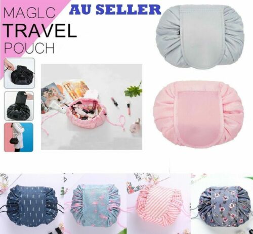 Lazy Cosmetic Bag Printing Drawstring Makeup case Storage Bag Portable Travel AU - Picture 10 of 42