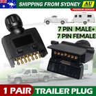 7 Pin Flat Trailer Plug Male & Female Socket Set Caravan Boat Adaptor Connector