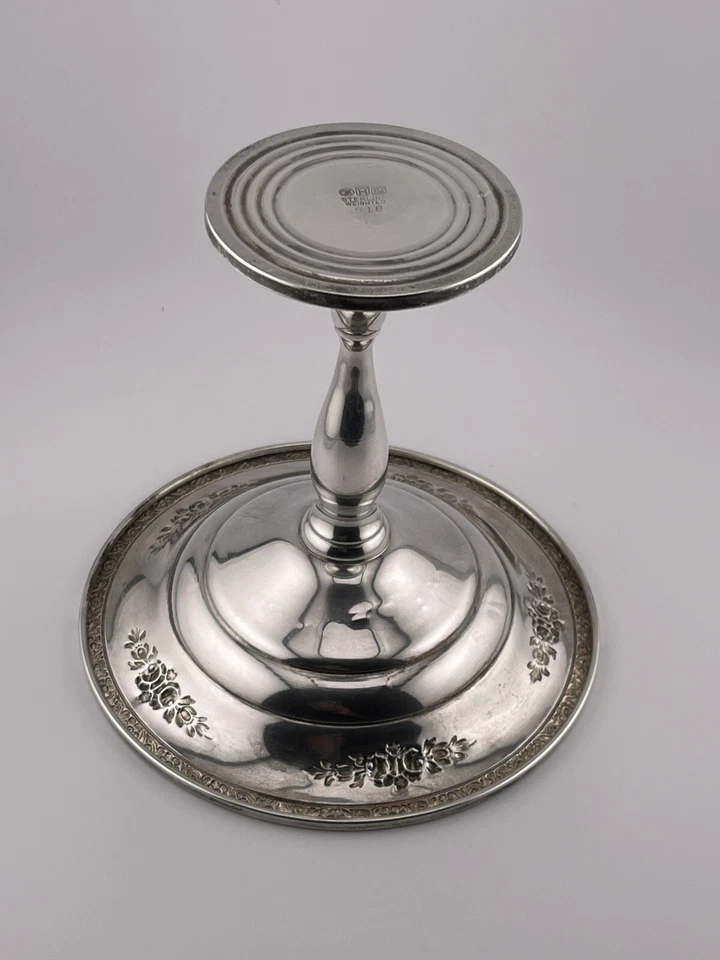 HUNT  STERLING SILVER COMPOTE, ETCHED ROSES. Hunt Sterling Silver Candy Dish - Image 4 of 4