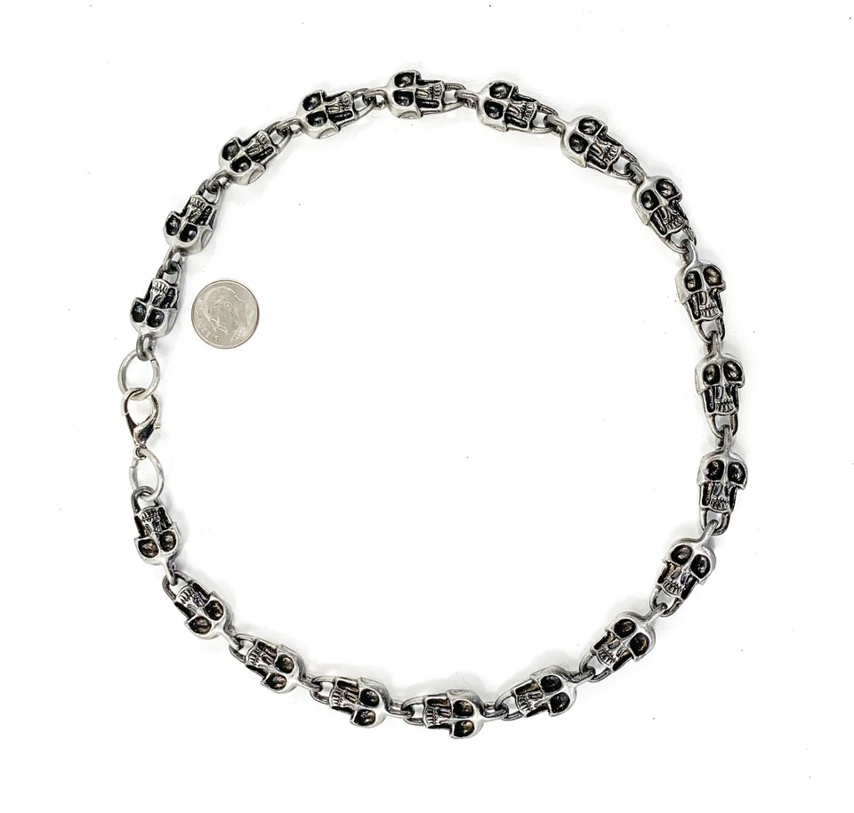 银骷髅吊坠项链头骨链项链朋克哥特摇滚 - 21 — 第 3/3 张图片