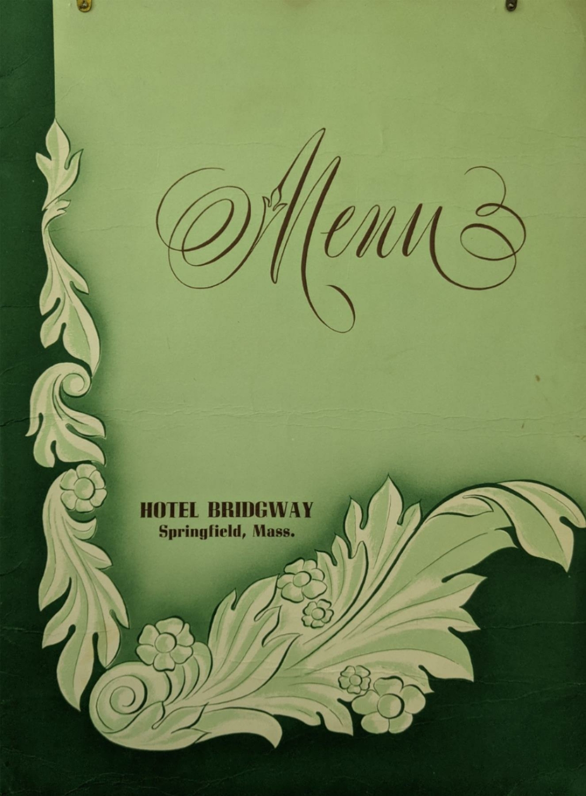 1950 Hotel Bridgway aka Bridgeway Thanksgiving Menu Springfield ...