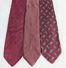 3 Red Robert Talbott Neck Ties Geometric Rush Wilson Marcus White Jack Runnion