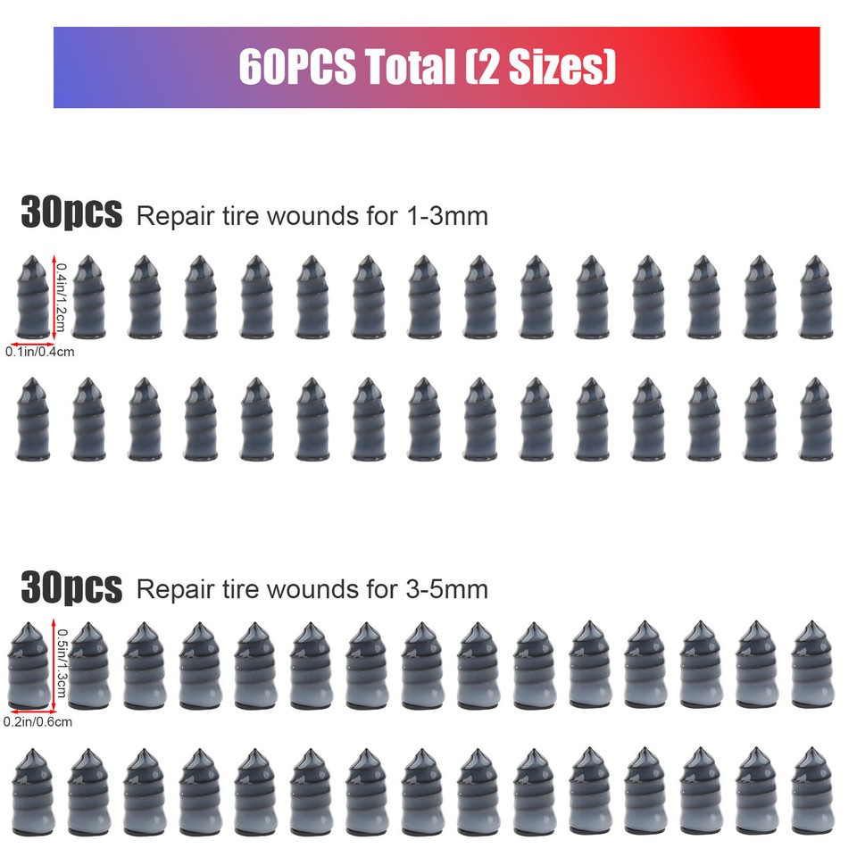 61x Car Tubeless Vacuum Tyre Puncture Repair Kit Screw Nails Tire Patch