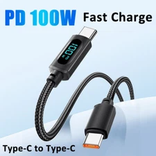 Type-C to Type-C Cable 100W PD Fast Charging 6.6ft Cord Charger with LED Display