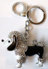 Rhinestone Bling Key Chain Fob Phone Purse Charm Puppy Dog Poodle