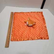 Orange Fox Lovey Security Blanket Satin Trim Minky Dot Raised Dots