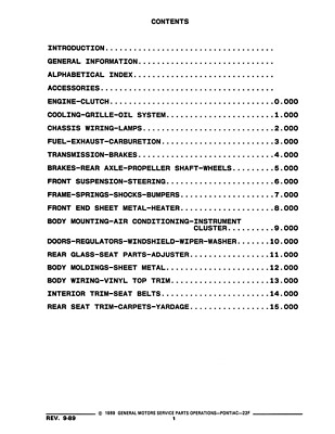 1990 Pontiac Firebird Parts and Illustrations Catalog | eBay