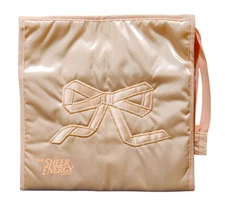 L'eggs Sheer Energy Satin Hosiery Holder 12 Pockets Peach Nylon Zipper Closure