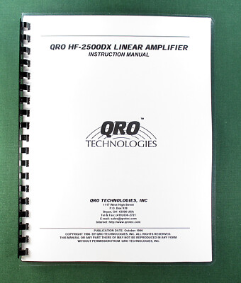 #ad QRO HF 2500DX Instruction Manual: 36 Pages w Schematics amp; Protective Covers $21.00