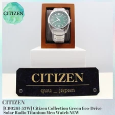 Citizen CB0261-53W Collection Green Eco-Drive Solar Radio Titanium Men Watch NEW