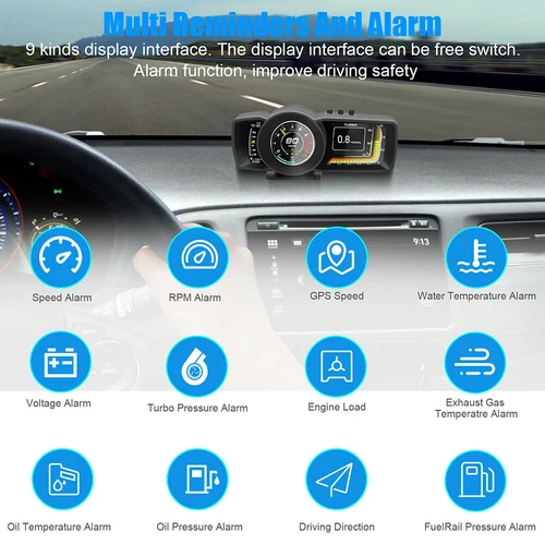 3.5'' 3 LCD Screen OBD2 GPS Smart Car Speedometer HUD Gauge Head Up Display RPM - Bild 9 von 11