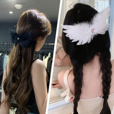 White/black Artificial Feather Hair Clips Rhinestone Hairpins Accessories New
