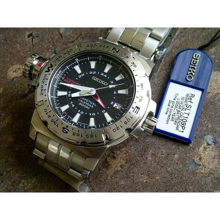 Brand New Seiko SLT109P1 Perpetual Calender Quartz 8F56 Black Dial