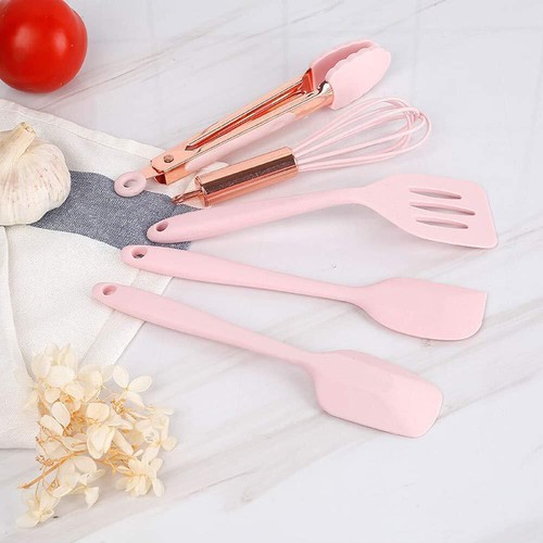 Rose Gold And Pink Kitchen Utensil Small Fivepiece Set Mini Silicone Kid Kitchen - Picture 7 of 10