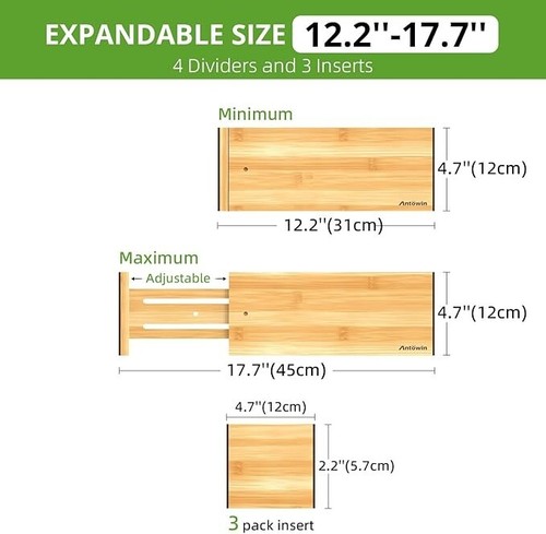Paquete de 4 divisores de cajones expandibles, 4,7"" de alto, se extienden de 12,2"" a 17,7"" Dre - Imagen 10 de 11