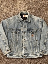 Vintage Carhartt Denim Trucker Jacket Size Medium JB0998 Made In USA