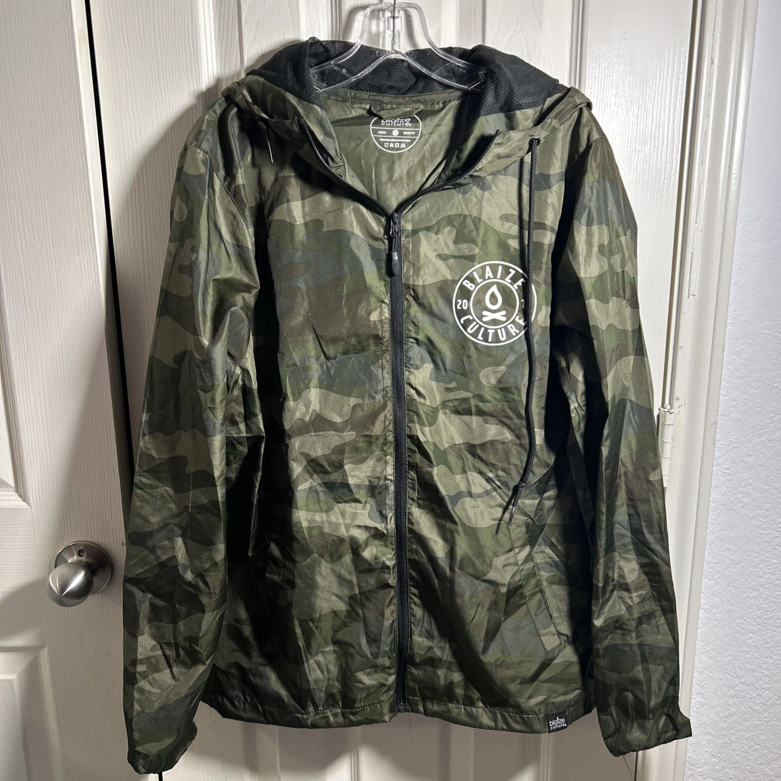 Blaize Culture Mens M Windbreaker Camo Skateboarding Lightweight Full Zip