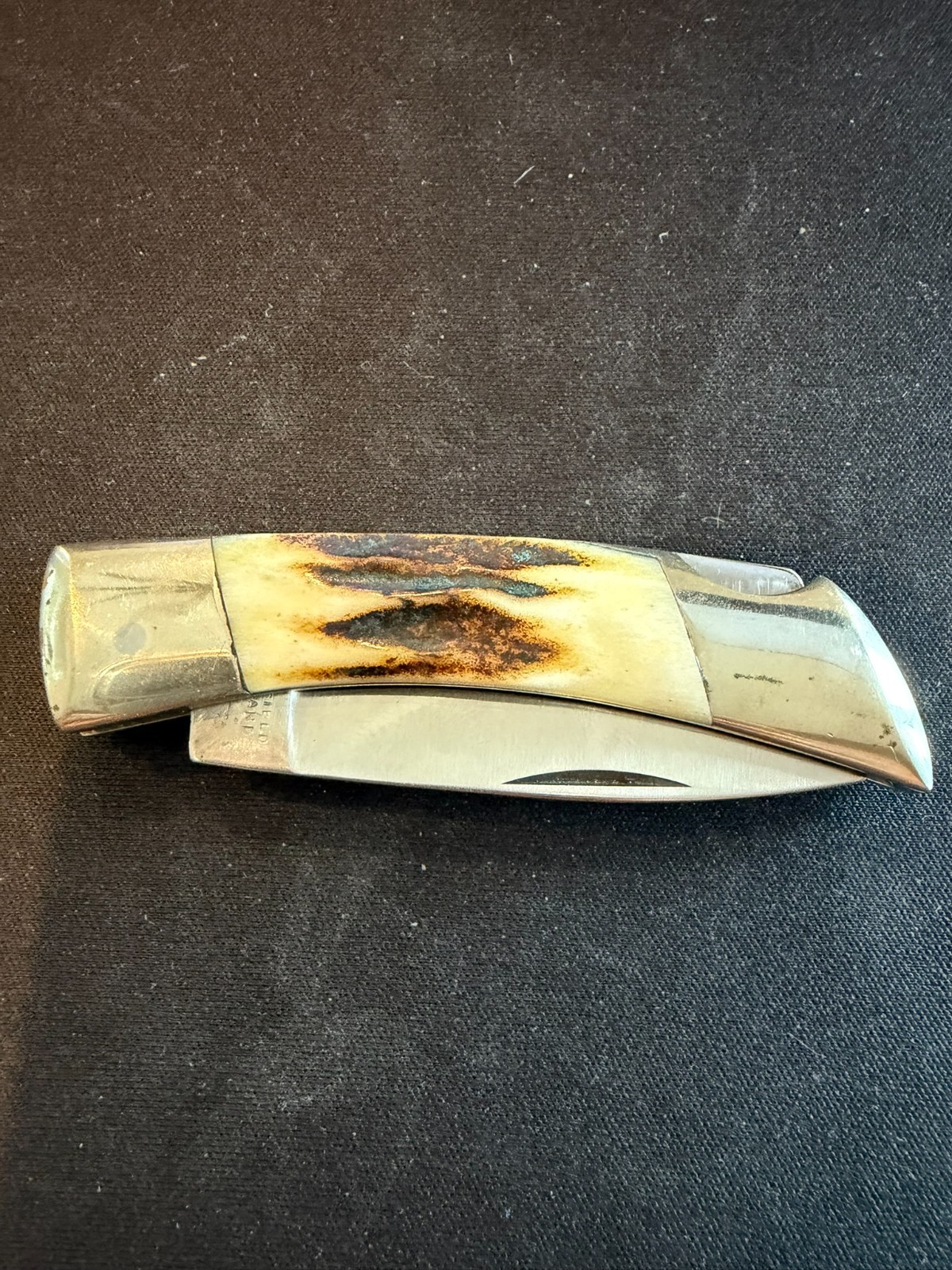 Sheffield England Burnt Stag Lockback Knife