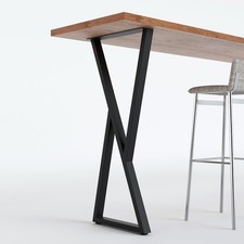 2 x Breakfast Bar Legs Heavy-Duty Industrial Metal X Shape H105 x W45cm HOMTONE