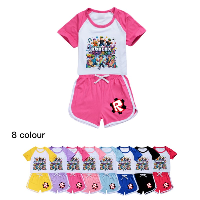 Hot Roblox Boys Girls Shorts T-shirt Set Kids PJ'S Loungewear Tracksuit Gift UK
