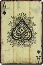 Vintage Poker Spades Ace Wall Decor Metal Sign Retro Tin Sign Wall Decorative