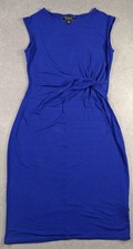 Lipsy London Ladies Womens Sleeveless Dress Blue Size 14 Stretch Crew Neck L38