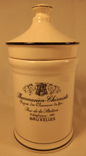 Pottery Barn Apothecary Ceramic Canister Jar  Lid Bathroom French Pharmacien