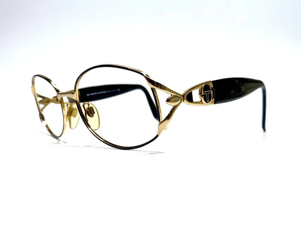 Gafas ovaladas de colección Sergio Tacchini negras y doradas Italia ST 1047S T809 55 17 135 Foto 2 de 4