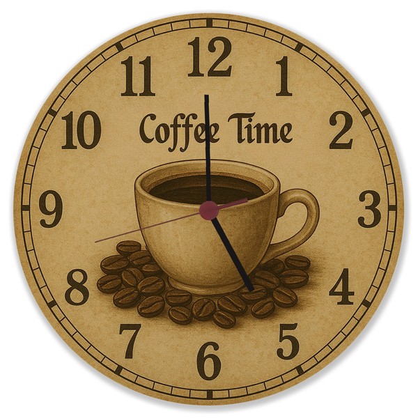 Coffee Time Wanduhr Aus Mdf Kaffee Vintage Sepia-image
