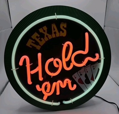 Texas Hold Em LED Neon Sign Poker Casino Light Man Cave Wall Decor 10in.    I4