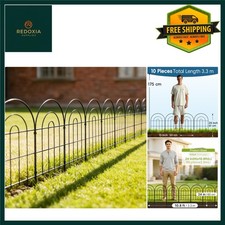 Durable Metal Garden Fence Panels, Decorative Outdoor Border No Dig, 10-Pack